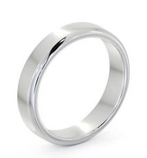 Mens Plain Bevel Edge Wedding Ring 18K White Gold | Lorel Diamonds