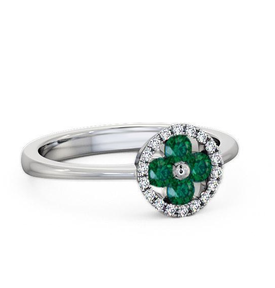 Cluster Emerald and Diamond 0.35ct Ring 9K White Gold CL23GEM_WG_EM_THUMB1