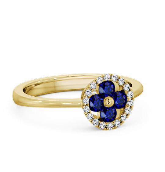 Cluster Blue Sapphire and Diamond 0.43ct Ring 9K Yellow Gold CL23GEM_YG_BS_THUMB1