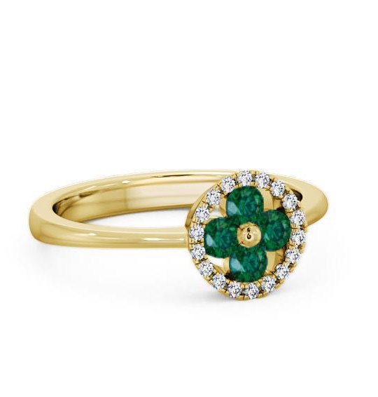 Cluster Emerald and Diamond 0.35ct Ring 18K Yellow Gold CL23GEM_YG_EM_THUMB1