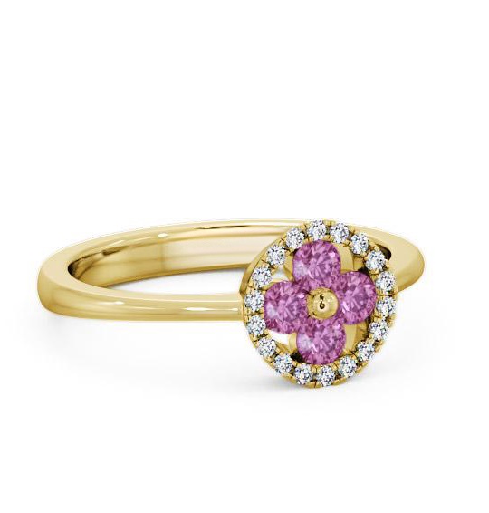 Cluster Pink Sapphire and Diamond 0.43ct Ring 9K Yellow Gold CL23GEM_YG_PS_THUMB1