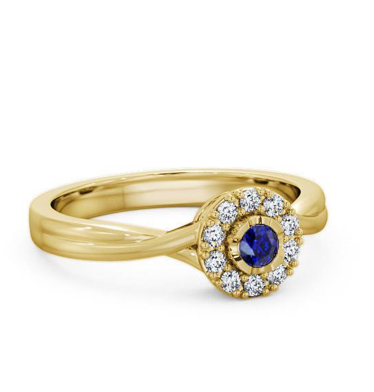 Halo Blue Sapphire and Diamond 0.30ct Ring 18K Yellow Gold CL25GEM_YG_BS_THUMB1