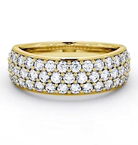 Pave Half Eternity Diamond 0.90ct Cluster Style Ring 9K Yellow Gold CL27_YG_THUMB2 