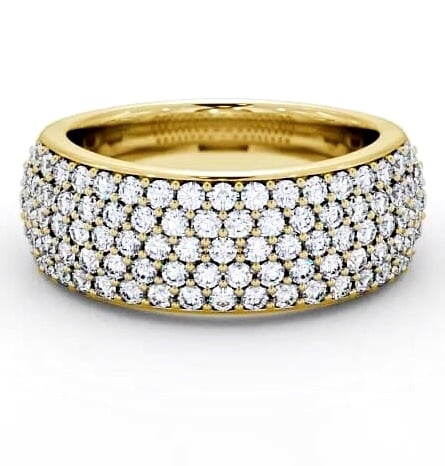 Pave Half Eternity Diamond 0.70ct Cluster Style Ring 18K Yellow Gold CL28_YG_THUMB2 