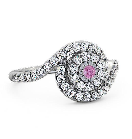Cluster Pink Sapphire and Diamond 0.51ct Ring 18K White Gold CL32GEM_WG_PS_THUMB1