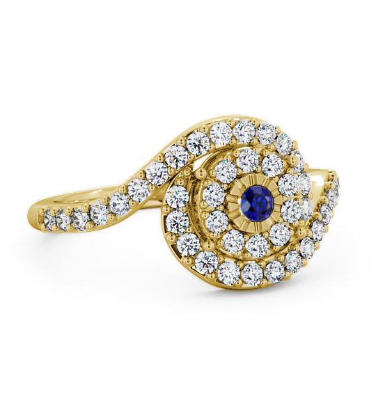 Cluster Blue Sapphire and Diamond 0.51ct Ring 9K Yellow Gold CL32GEM_YG_BS_THUMB1