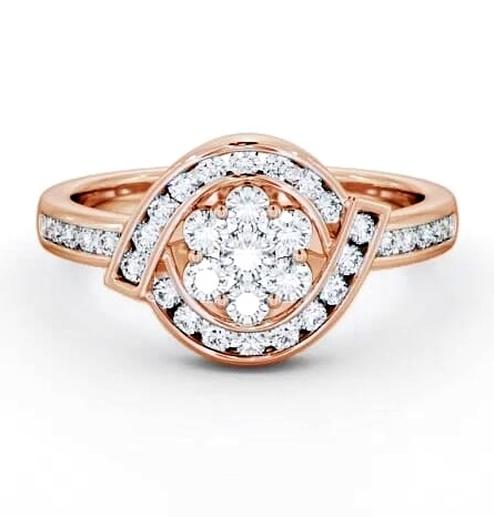 Cluster Round Diamond 0.52ct Sweeping Halo Ring 9K Rose Gold CL35_RG_THUMB1