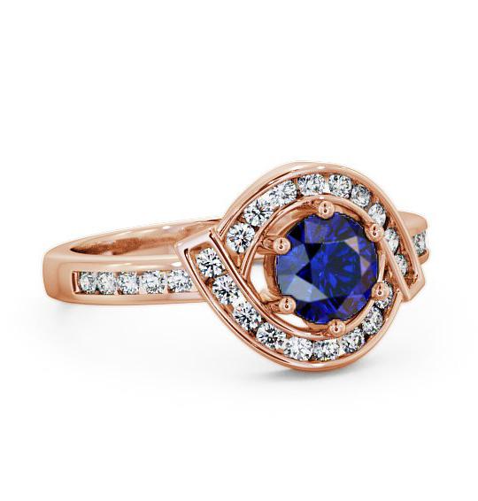 Halo Blue Sapphire and Diamond 0.91ct Ring 9K Rose Gold CL35GEM_RG_BS_THUMB1