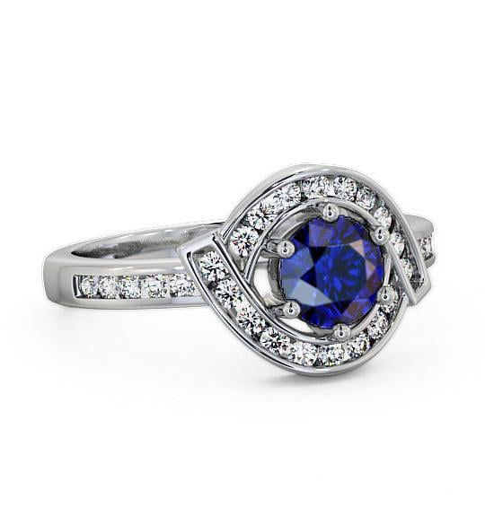 Halo Blue Sapphire and Diamond 0.91ct Ring 9K White Gold CL35GEM_WG_BS_THUMB1