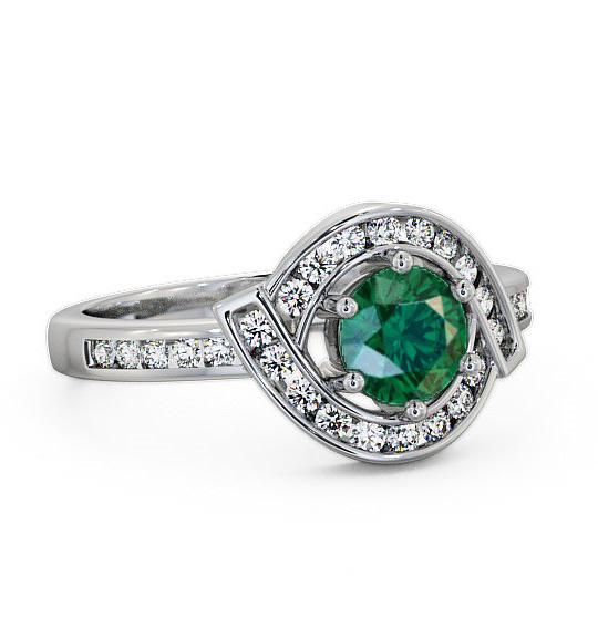 Halo Emerald and Diamond 0.74ct Ring 9K White Gold CL35GEM_WG_EM_THUMB1