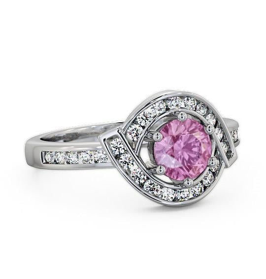 Halo Pink Sapphire and Diamond 0.91ct Ring Platinum CL35GEM_WG_PS_THUMB1