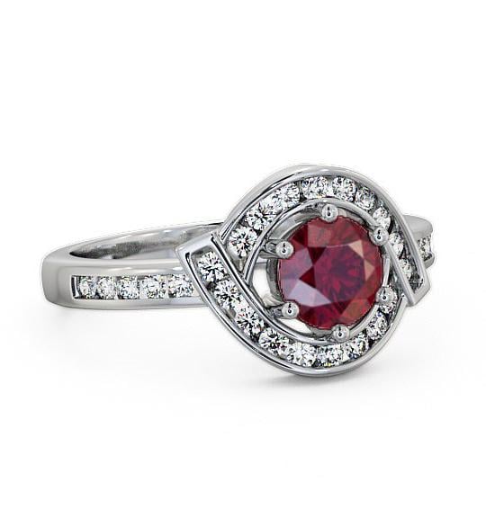 Halo Ruby and Diamond 0.91ct Ring 9K White Gold CL35GEM_WG_RU_THUMB1