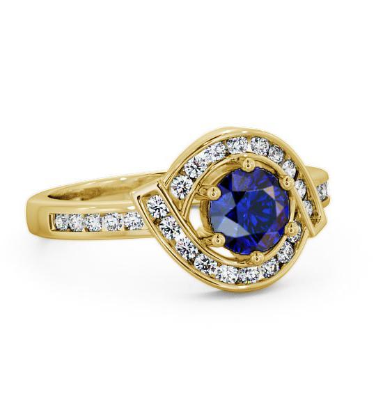 Halo Blue Sapphire and Diamond 0.91ct Ring 9K Yellow Gold CL35GEM_YG_BS_THUMB1