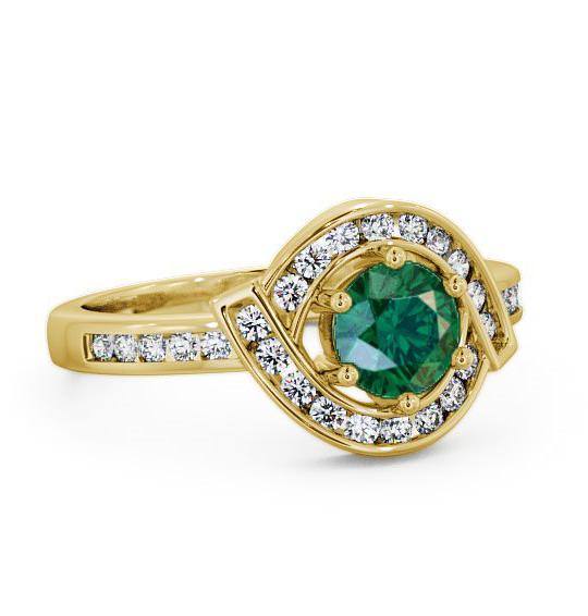 Halo Emerald and Diamond 0.74ct Ring 9K Yellow Gold CL35GEM_YG_EM_THUMB1