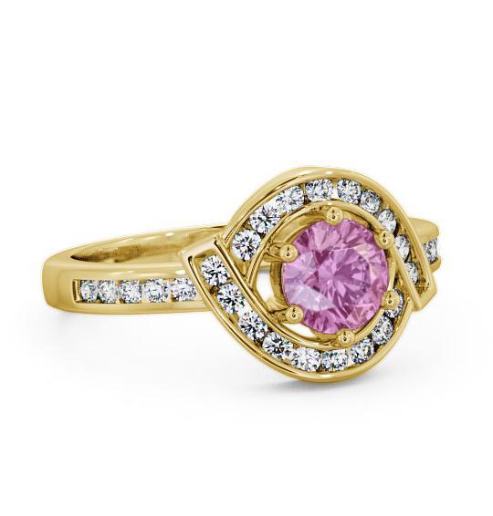 Halo Pink Sapphire and Diamond 0.91ct Ring 9K Yellow Gold CL35GEM_YG_PS_THUMB1