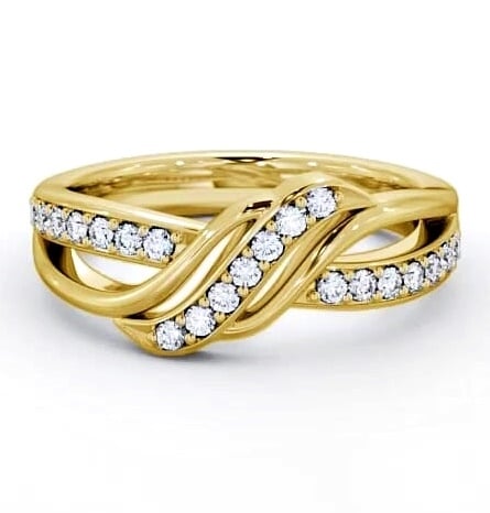 Half Eternity Round Diamond 0.21ct Crossover Ring 9K Yellow Gold CL36_YG_THUMB1