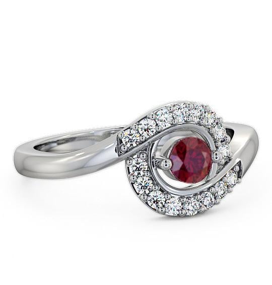 Cluster Ruby and Diamond 0.36ct Ring 9K White Gold CL38GEM_WG_RU_THUMB1