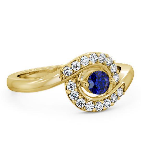 Cluster Blue Sapphire and Diamond 0.36ct Ring 18K Yellow Gold CL38GEM_YG_BS_THUMB1