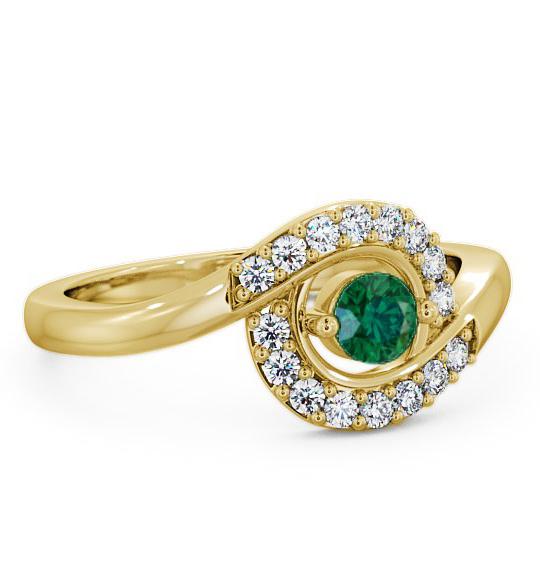 Cluster Emerald and Diamond 0.33ct Ring 18K Yellow Gold CL38GEM_YG_EM_THUMB1