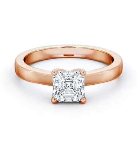 Asscher Diamond Classic 4 Prong Engagement Ring 9K Rose Gold Solitaire ENAS18_RG_THUMB1
