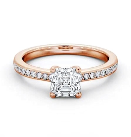 Asscher Diamond 4 Prong Engagement Ring 9K Rose Gold Solitaire ENAS19S_RG_THUMB1