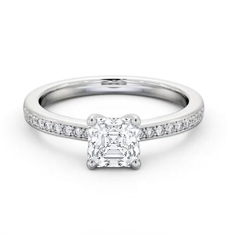 Asscher Diamond 4 Prong Engagement Ring 9K White Gold Solitaire ENAS19S_WG_THUMB1