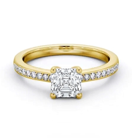 Asscher Diamond 4 Prong Engagement Ring 9K Yellow Gold Solitaire ENAS19S_YG_THUMB1