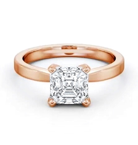 Asscher Diamond Square 4 Prong Engagement Ring 9K Rose Gold Solitaire ENAS20_RG_THUMB1