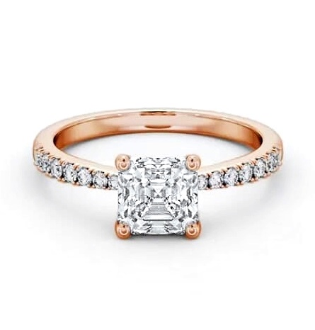 Asscher Diamond 4 Prong Engagement Ring 9K Rose Gold Solitaire ENAS20S_RG_THUMB2 