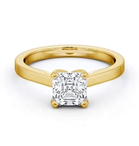 Asscher Diamond High Setting Engagement Ring 18K Yellow Gold Solitaire ENAS21_YG_THUMB1