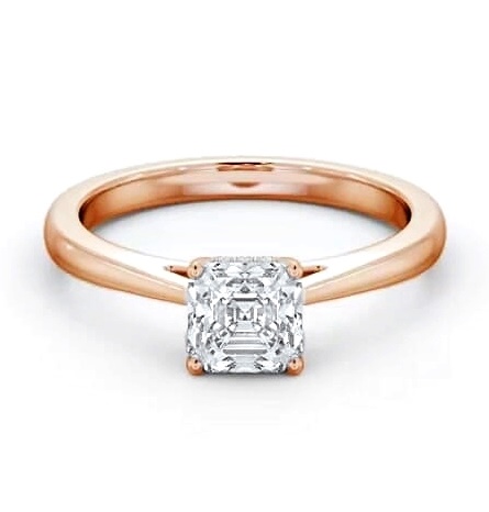 Asscher Ring with Diamond Set Rail 18K Rose Gold Solitaire ENAS23_RG_THUMB1