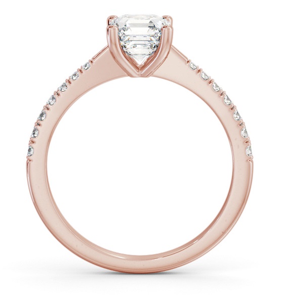 Asscher Diamond Tapered Band Engagement Ring 9K Rose Gold Solitaire ENAS25S_RG_THUMB1 