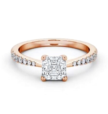 Asscher Diamond Tapered Band Engagement Ring 18K Rose Gold Solitaire ENAS25S_RG_THUMB1