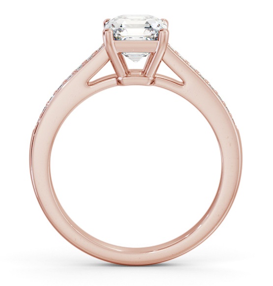 Asscher Diamond Box Style Setting Ring 18K Rose Gold Solitaire ENAS27S_RG_THUMB1 