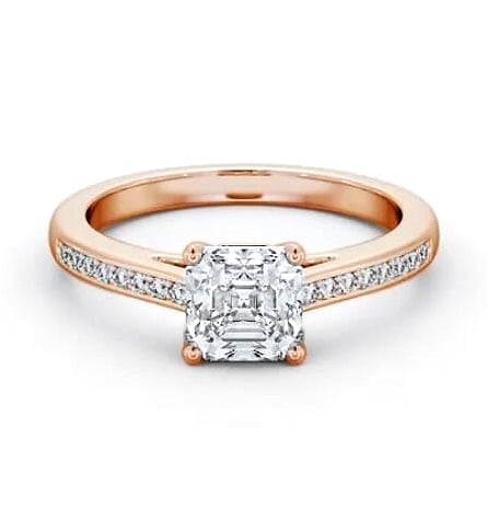 Asscher Diamond Box Style Setting Ring 9K Rose Gold Solitaire ENAS27S_RG_THUMB2 