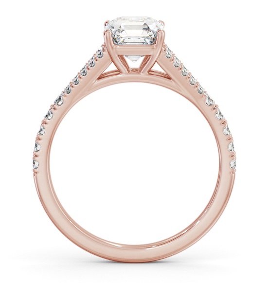 Asscher Diamond Split Band Engagement Ring 9K Rose Gold Solitaire ENAS30S_RG_THUMB1 