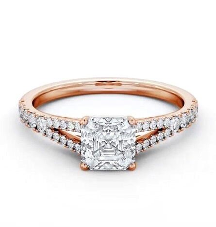 Asscher Diamond Split Band Engagement Ring 9K Rose Gold Solitaire ENAS30S_RG_THUMB1