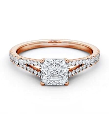 Asscher Diamond Split Band Engagement Ring 9K Rose Gold Solitaire ENAS30S_RG_THUMB2 