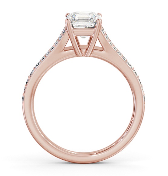 Asscher Diamond Split Channel Engagement Ring 9K Rose Gold Solitaire ENAS31S_RG_THUMB1 