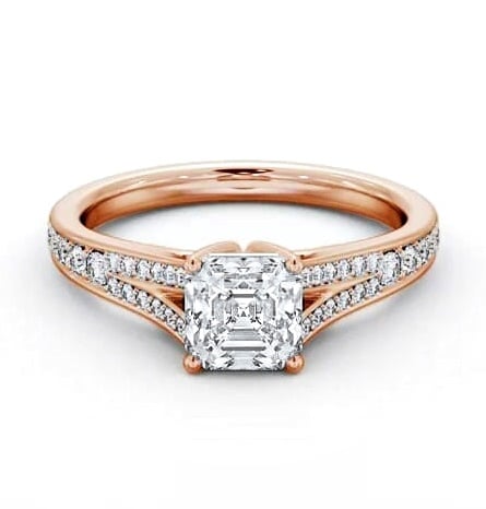 Asscher Diamond Split Channel Engagement Ring 9K Rose Gold Solitaire ENAS31S_RG_THUMB2 