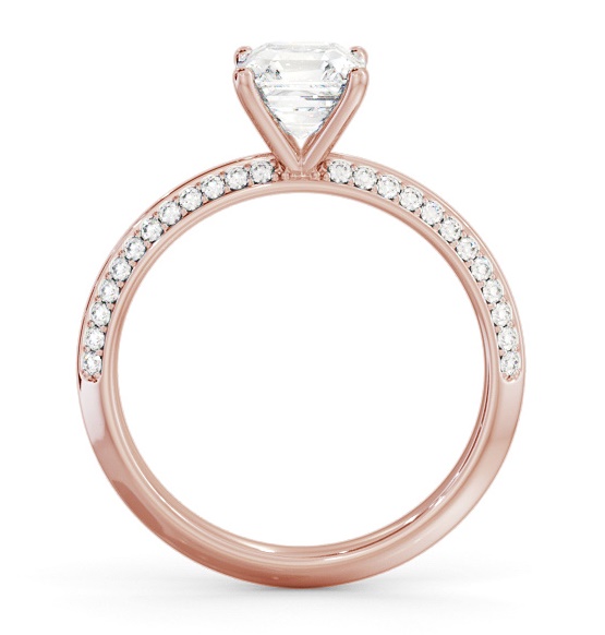 Asscher Diamond Knife Edge Engagement Ring 9K Rose Gold Solitaire ENAS32S_RG_THUMB1 