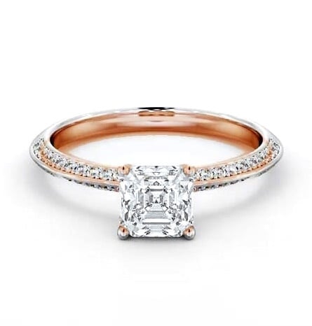 Asscher Diamond Knife Edge Engagement Ring 9K Rose Gold Solitaire ENAS32S_RG_THUMB1