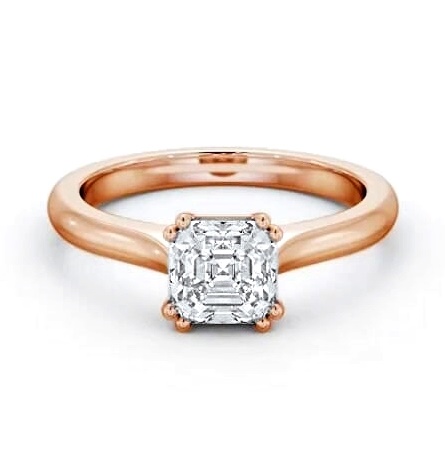 Asscher Diamond 8 Prong Engagement Ring 9K Rose Gold Solitaire ENAS33_RG_THUMB2 