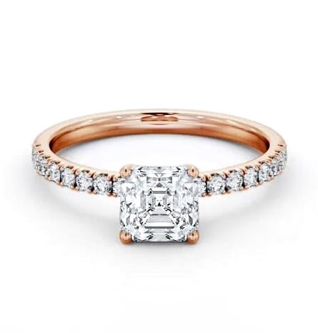 Asscher Diamond 4 Prong Engagement Ring 9K Rose Gold Solitaire ENAS33S_RG_THUMB2 