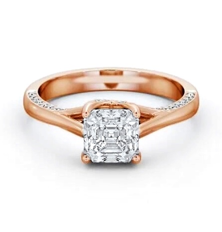 Asscher Diamond Vintage Style Engagement Ring 9K Rose Gold Solitaire ENAS34_RG_THUMB1
