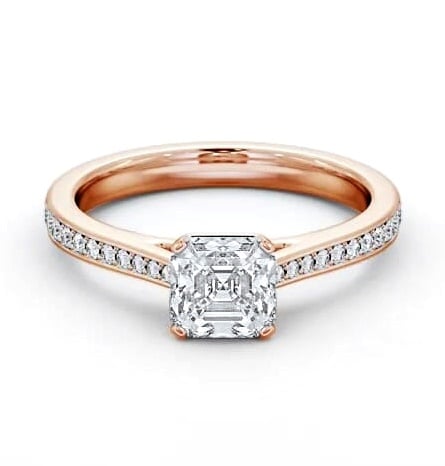 Asscher Diamond 4 Prong Engagement Ring 18K Rose Gold Solitaire ENAS34S_RG_THUMB1