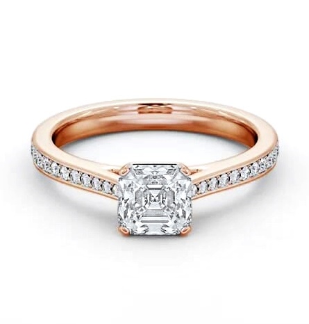 Asscher Diamond 4 Prong Engagement Ring 18K Rose Gold Solitaire ENAS34S_RG_THUMB2 