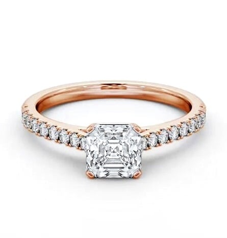 Asscher Diamond 4 Prong Engagement Ring 18K Rose Gold Solitaire ENAS35S_RG_THUMB2 