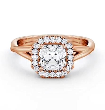 Halo Asscher Diamond Crossover Band Engagement Ring 18K Rose Gold ENAS36_RG_THUMB2 