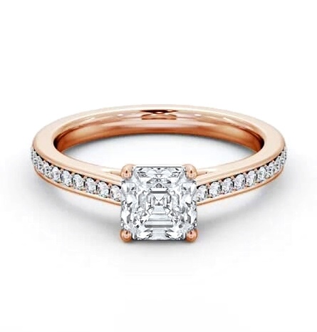 Asscher Diamond 4 Prong Engagement Ring 18K Rose Gold Solitaire ENAS36S_RG_THUMB1